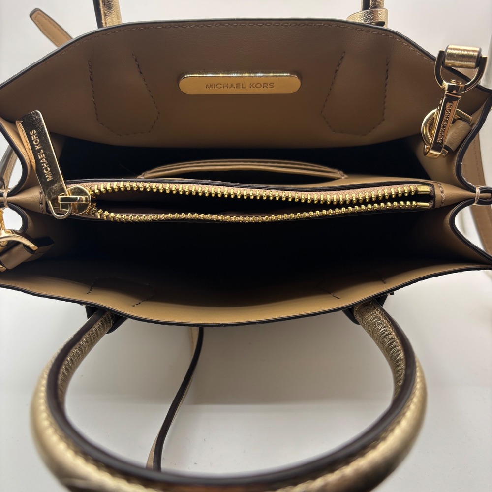 Michael Kors Satchel Women Small Vanilla Monogram Structured Modern - Picture 7 of 12